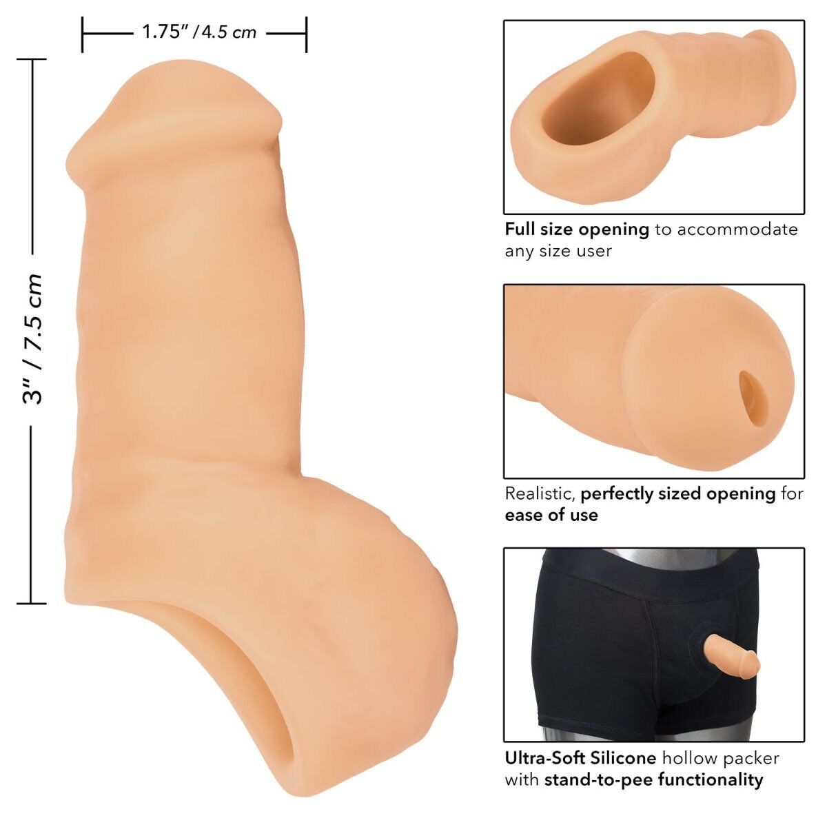 Ultra Soft Silicone Hollow FTM STP Packer Penis with Stand to Pee Function