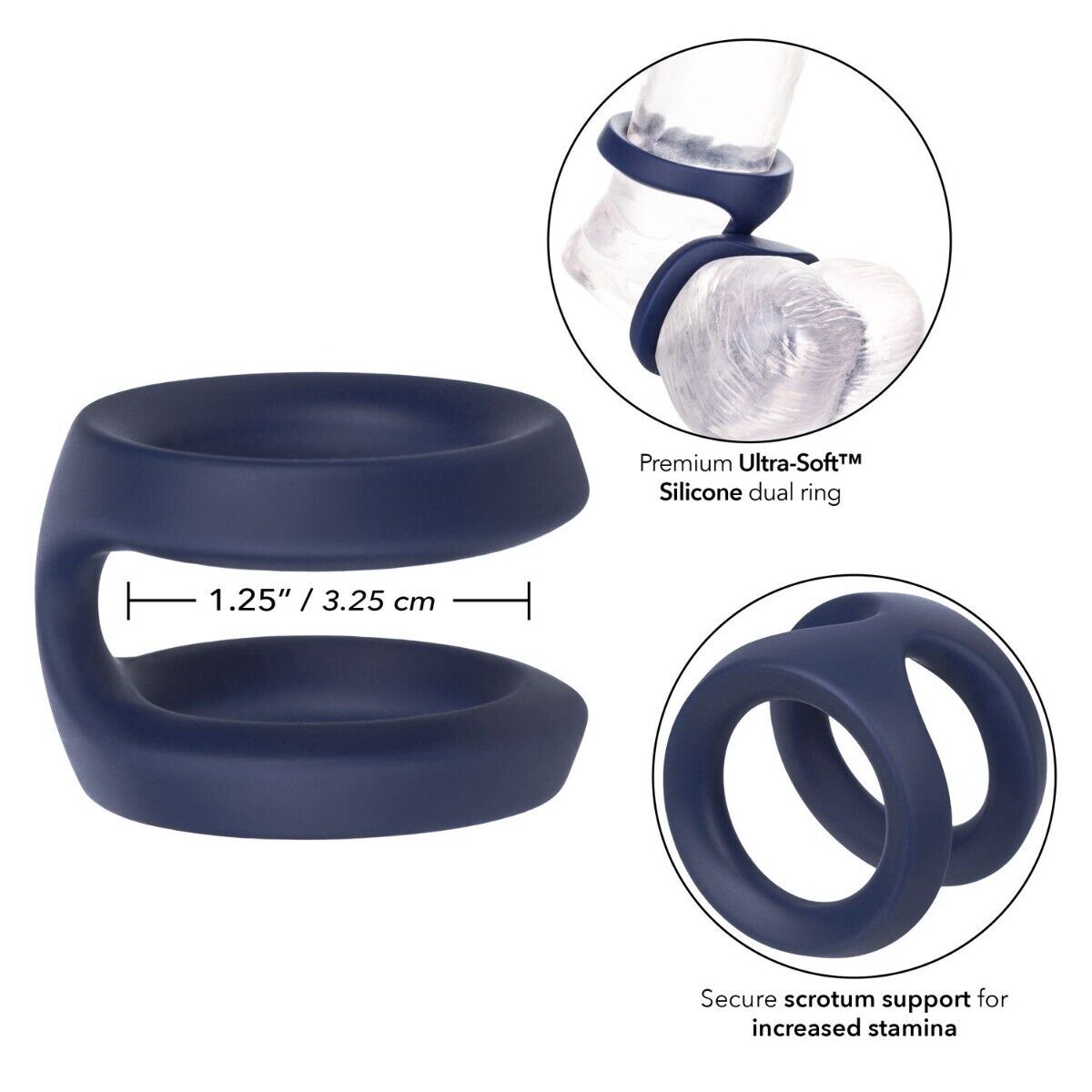 Soft Stretchy Silicone Flexible Dual Penis Cock Ball Ring Sex Toy for Men Couple