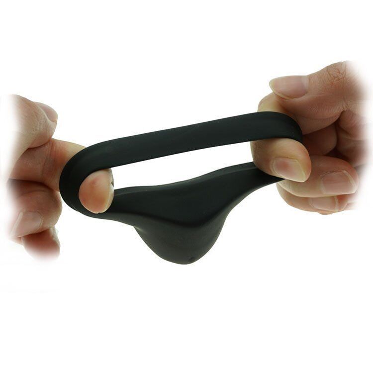 Rechargeable Silicone Vibrating Penis Enhancer Cock Ring Sling Taint Stimulator