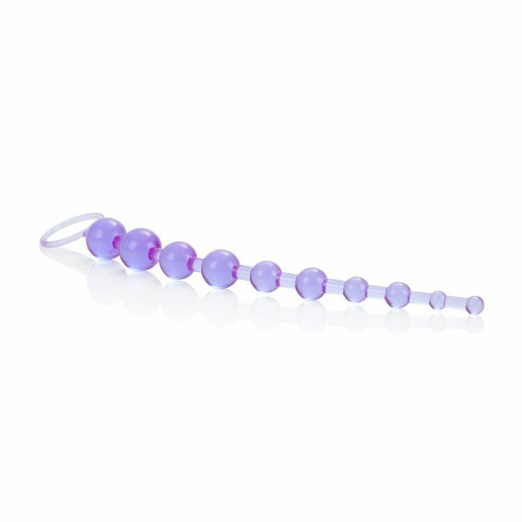 Graduated Bendable Flexible Jelly X-10 Anal Beads Butt Plug w/ Retrieval Ring