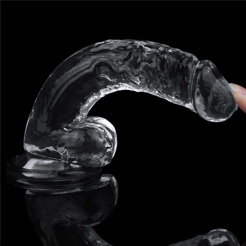 Clear Jelly Thick Cock with Balls G-spot Anal Dildo Hands Free Suction Cup