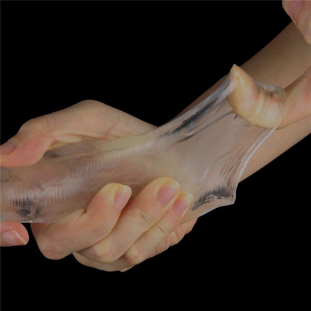 Add 2" Clear Realistic Male Penis Extension Extender Cock Girth Enhancer Sleeve