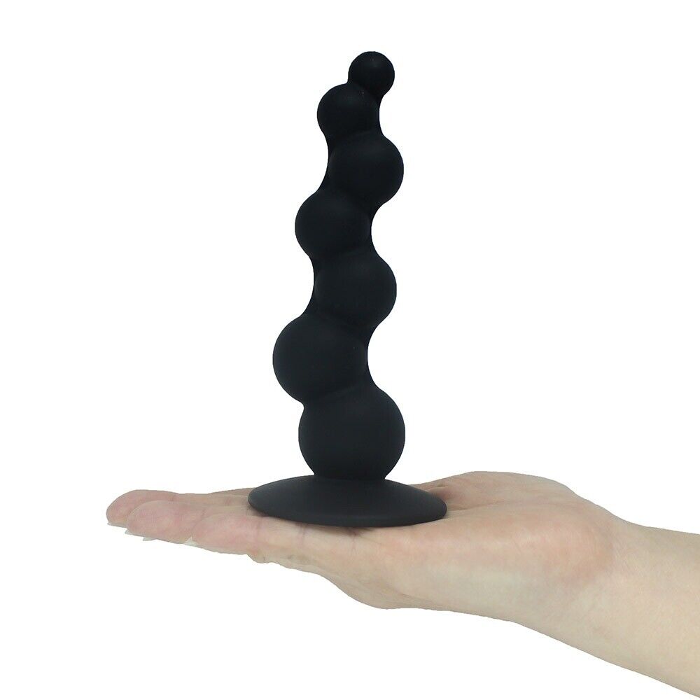 Bendable Flexible Silicone Beaded Anal Plug Beads with Handsfree Suction Cup