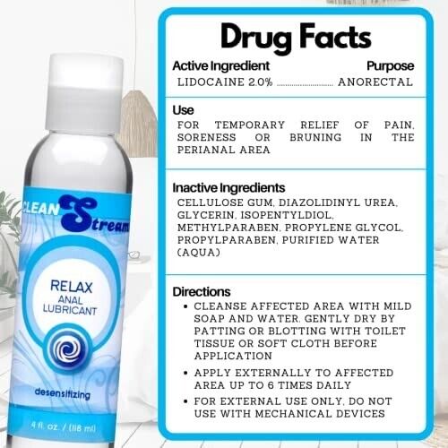 CleanStream Relax Desensitizing Numbing Anal Lube Lubricant Desensitizer 4 oz