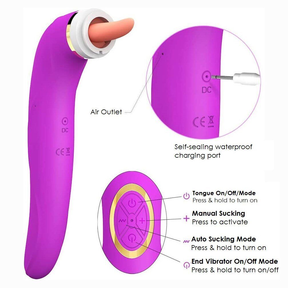 Automatic Tongue Oral Sex Clit Nipple Vaginal Pussy Pump Sucker G-spot Vibrator