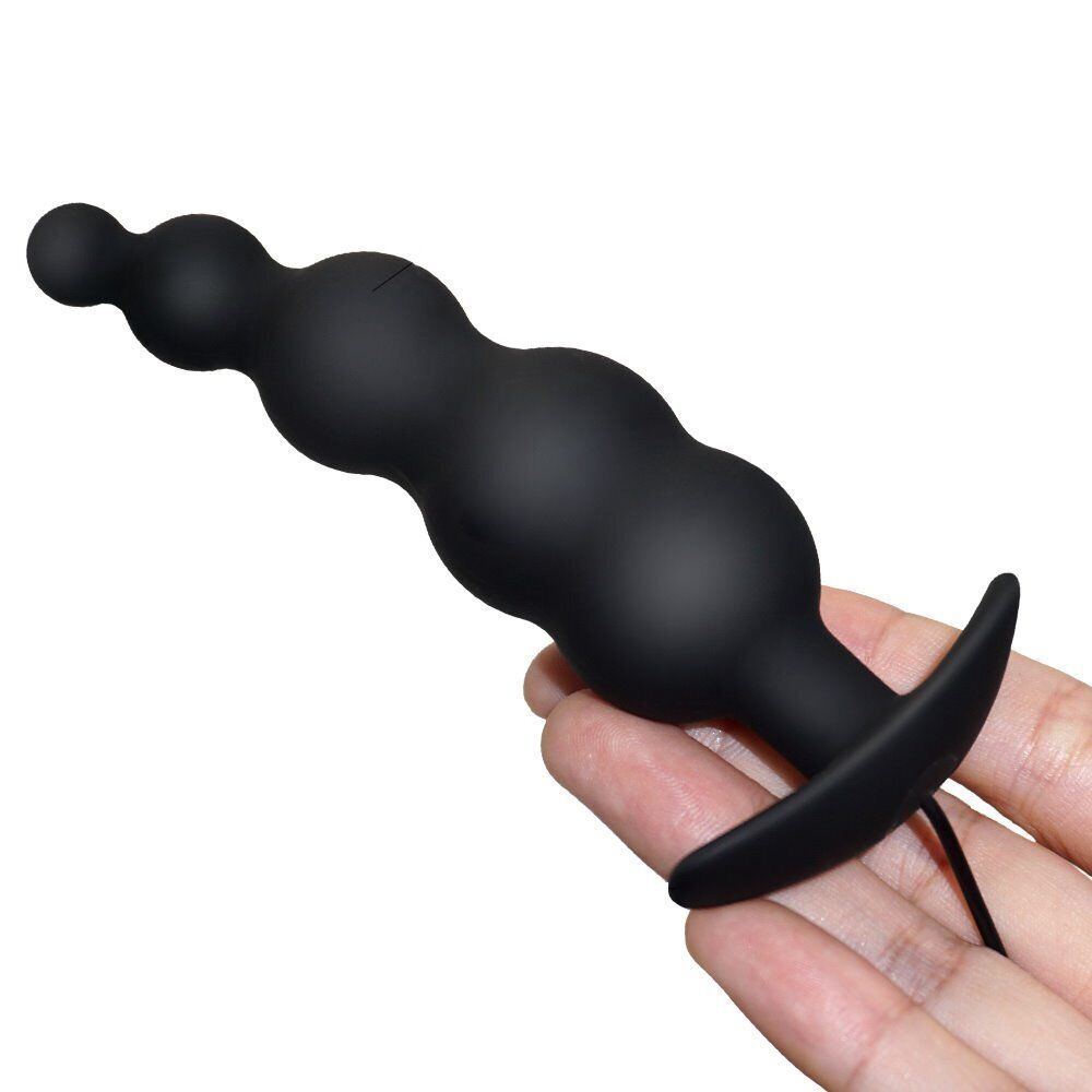 Silicone 12 Speeds Vibrating Beaded Anal Vibe Vibrator Beads Dildo Butt Plug