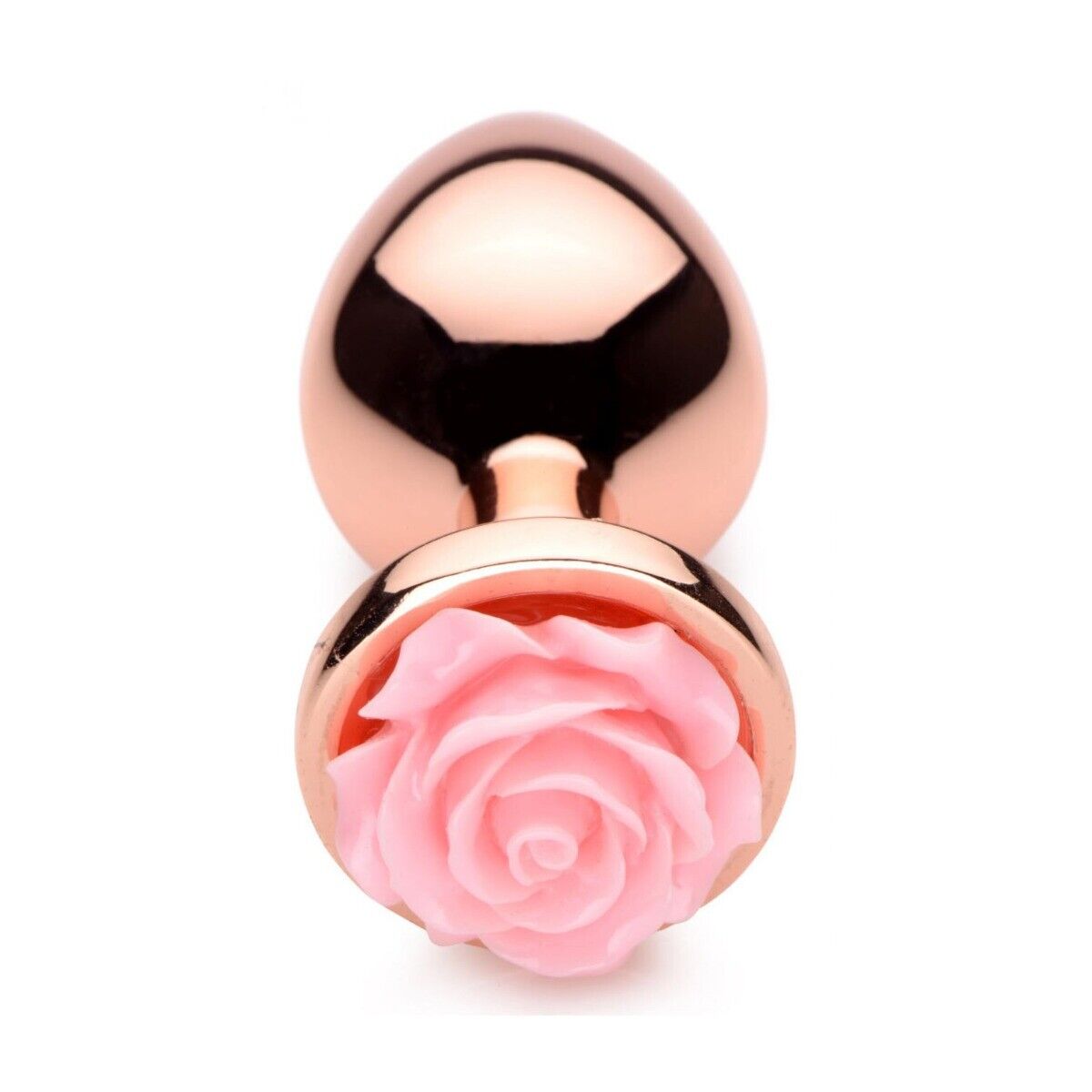 Rose Gold Metal Anal Butt Plug with Pink Flower Sex Toys for Women Men Couples