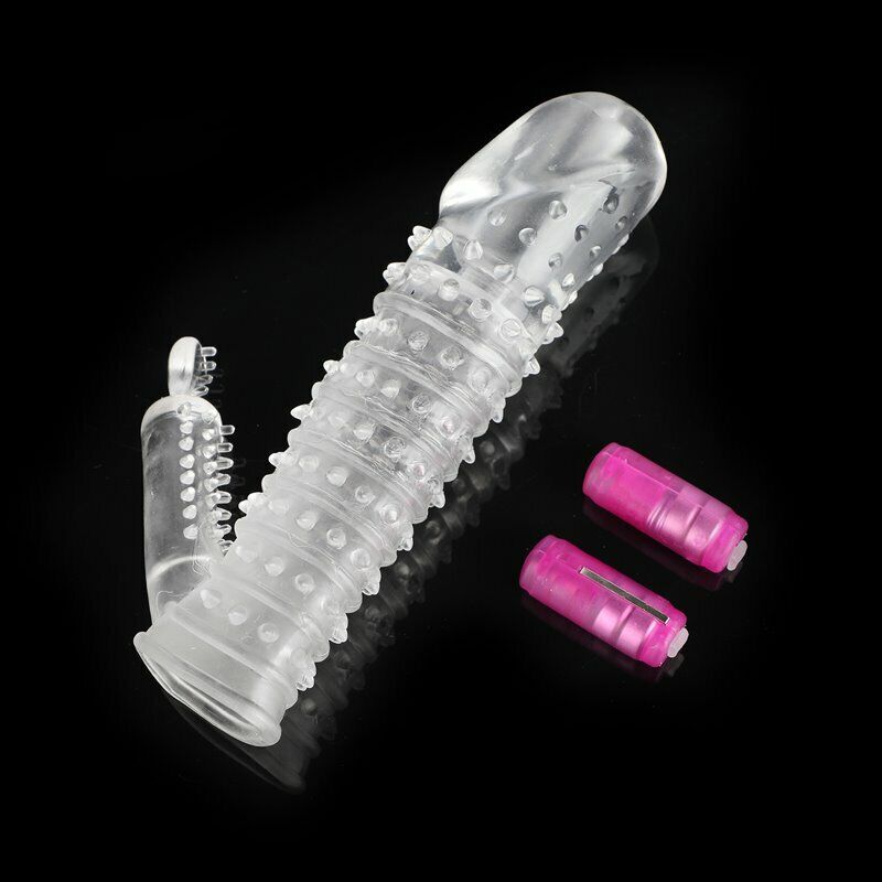 Add 2" Vibrating Penis Extension Extender Cock Sleeve Girth Enhancer Enlarger