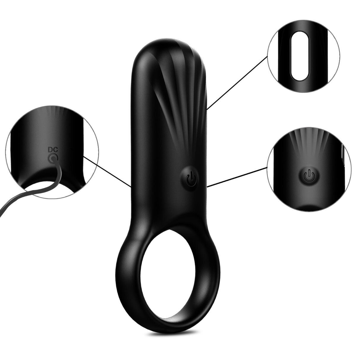 Rechargeable Vibrating Penis Cock Ring Prolong Delay Sex Toys for Men Couples