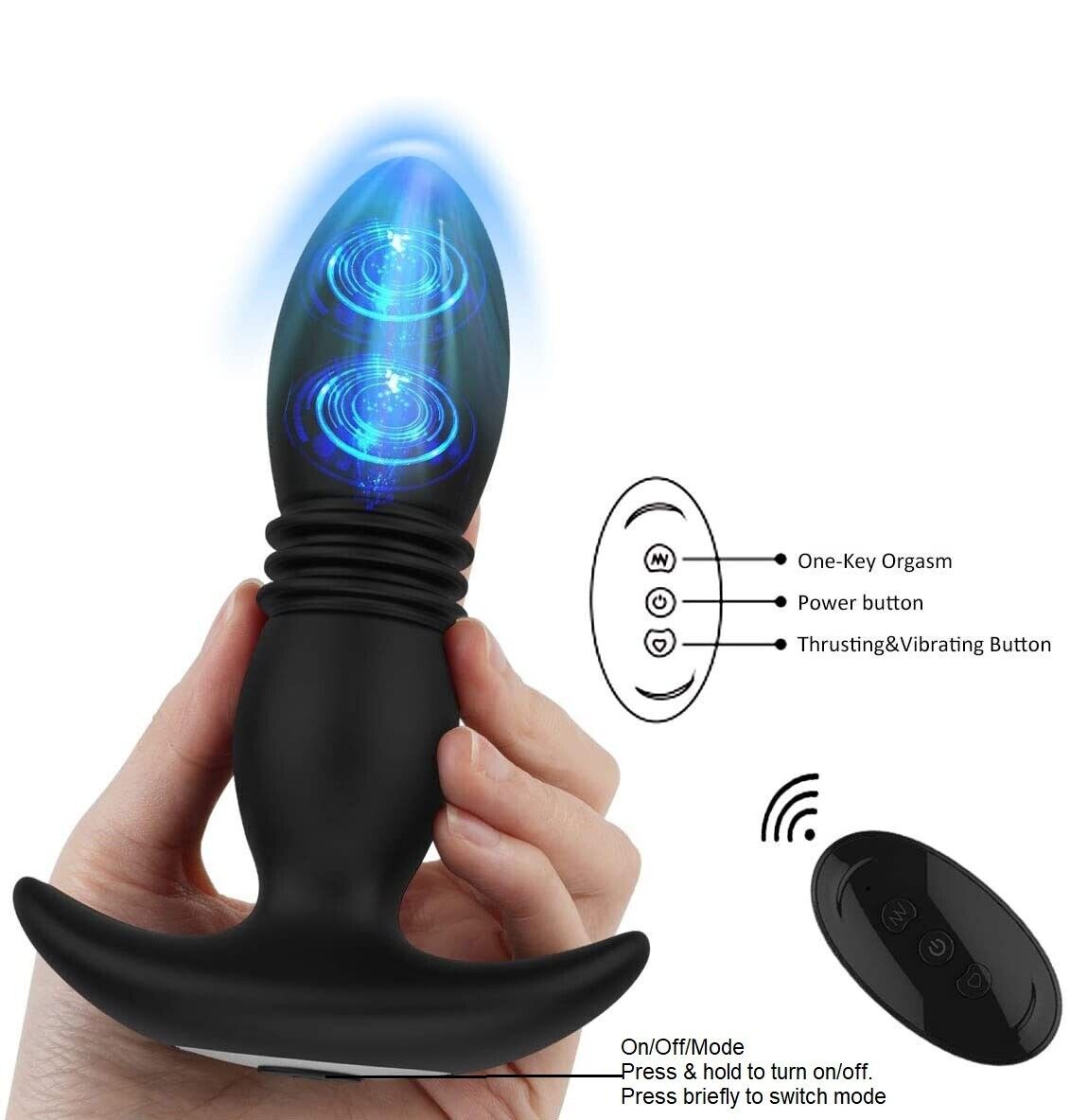 Rechargeable Wireless Remote Control Anal Vibe Butt Plug UP & DOWN Movement