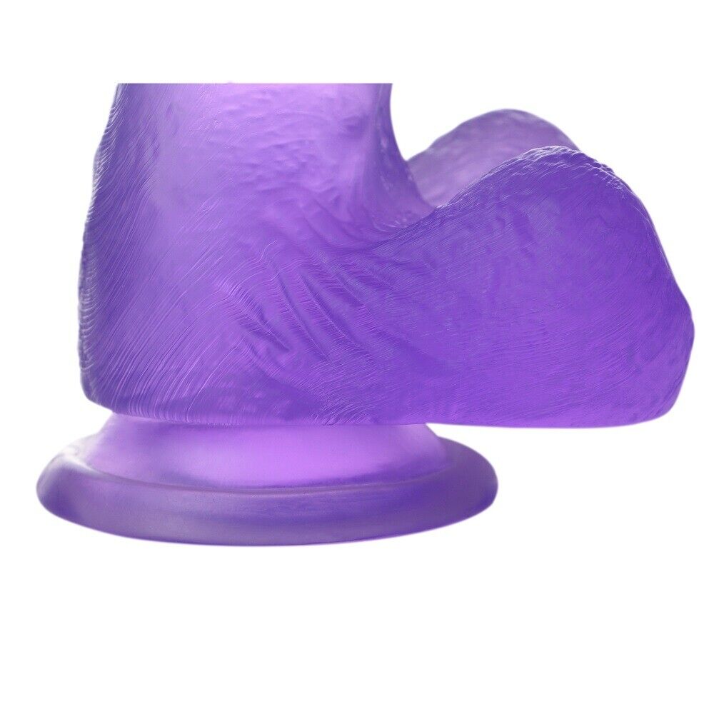 Purple Jelly Thick Cock with Balls G-spot Anal Dildo Hands Free Suction Cup