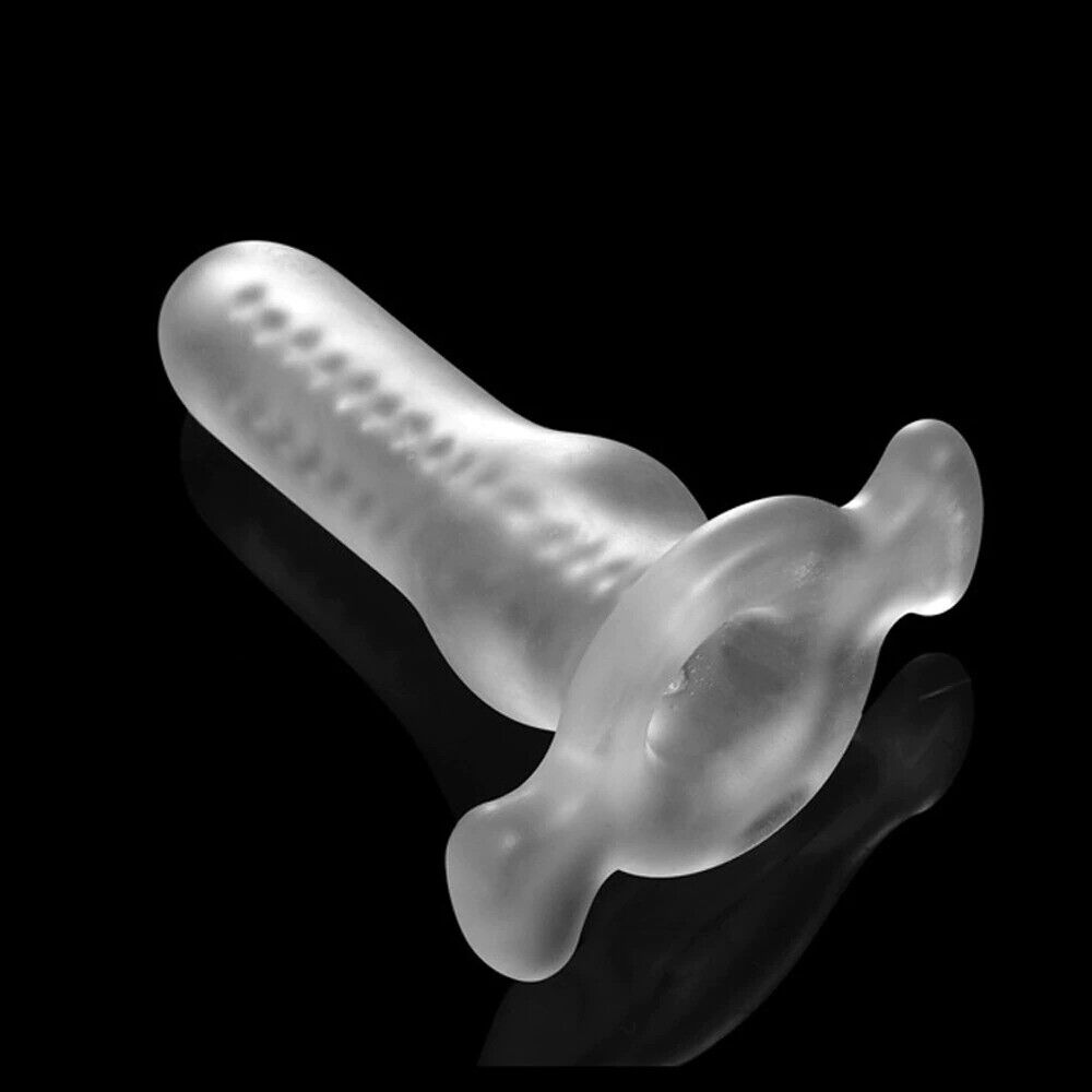 Stretchy Girth Enhancing Anal Penetration Penis Stroker Sleeve Hollow Butt Plug