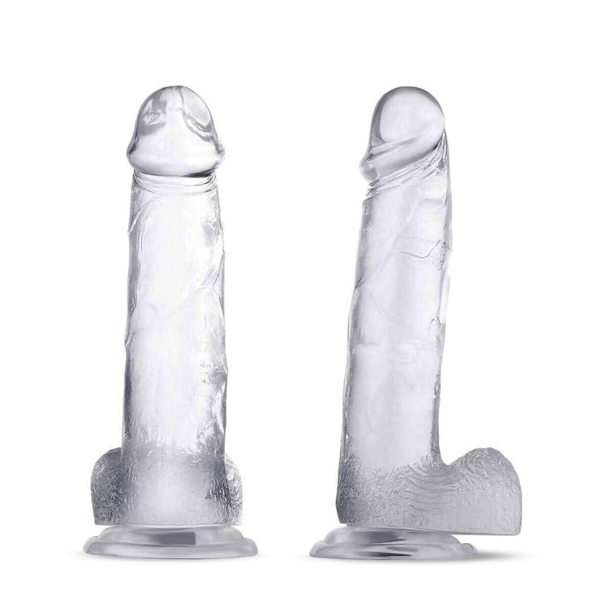 Clear Jelly Thick Cock with Balls G-spot Anal Dildo Hands Free Suction Cup