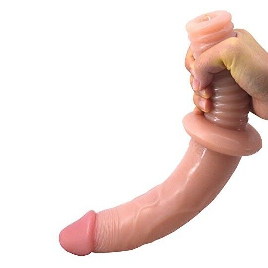 12" Extra Long Realistic G-spot Anal Thrusting Dildo Dong with Handle