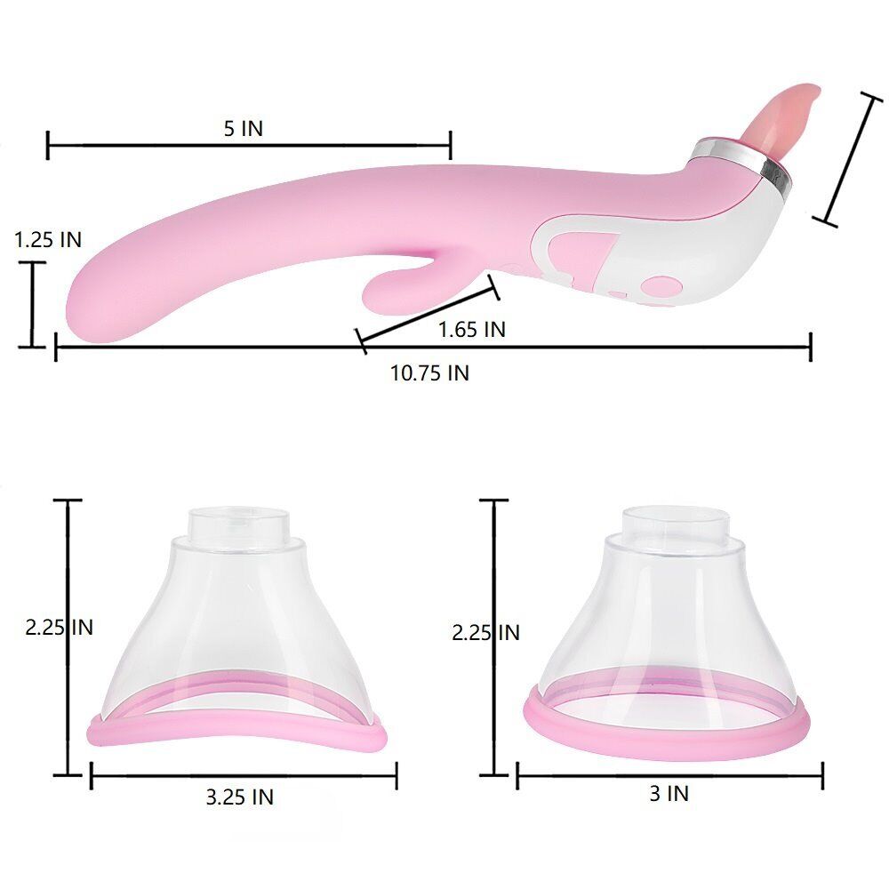 Automatic Tongue Oral Sex Clit Nipple Vaginal Pussy Pump Sucker G-spot Vibrator