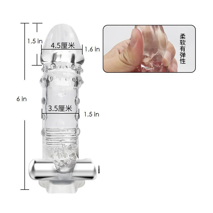 Vibrating Male Penis Extension Extender Cock Ring Sleeve Girth Enhancer Enlarger