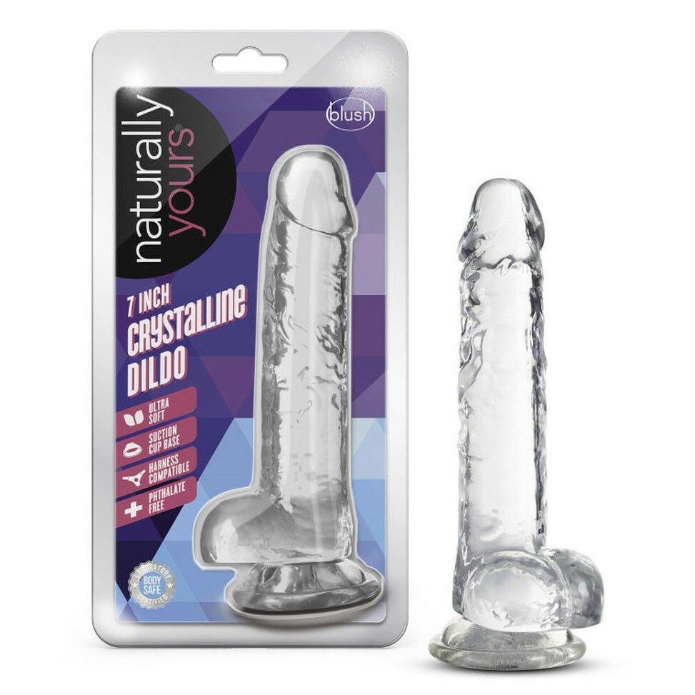 7" Clear Realistic Jelly G-spot Anal Dildo Dong Cock with Balls and Suction Cup