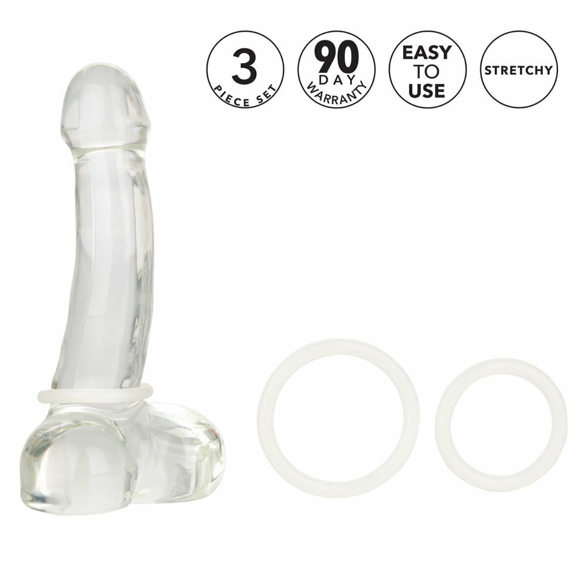 Stretchy Tri-Rings 3 Glow in the Dark Penis Enhancer Cock Rings Set of 3