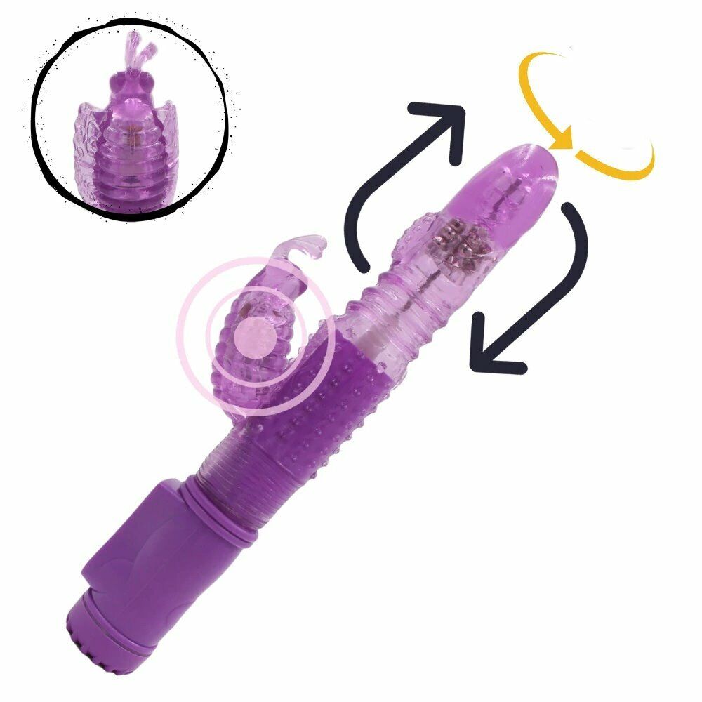 Thrusting Slim Slender Butterfly Clit G-spot Rabbit Vibrator Sex-toys for Women