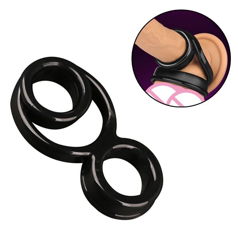 Dual Stretch To Fit Penis Cock Ball Ring Stretcher Male Erection Enhancer Sextoy