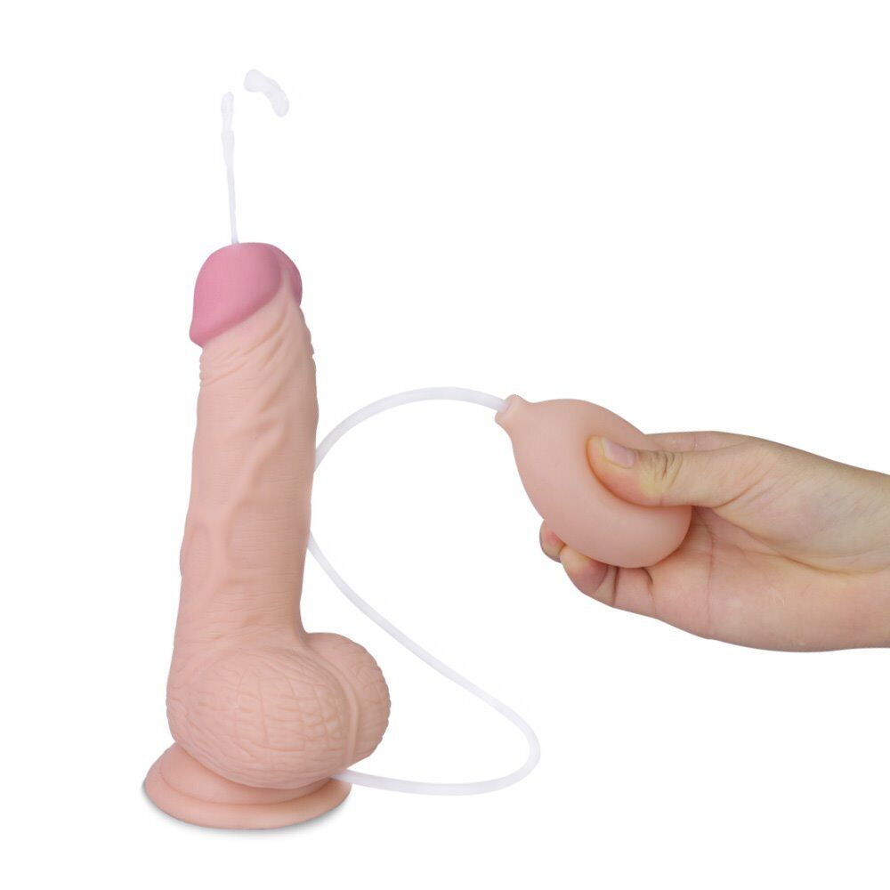 Soft Realistic Ejaculating Squirting G-spot Dildo Dong Cock & Balls Suction Cup