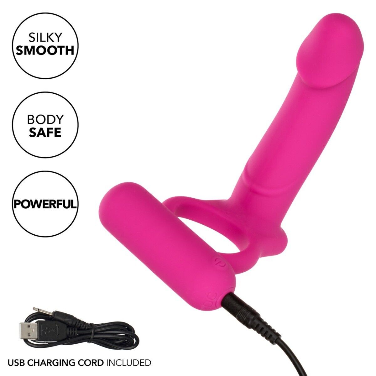Rechargeable Double Diver Vibrating Double Penetration Cock Ring Anal Plug
