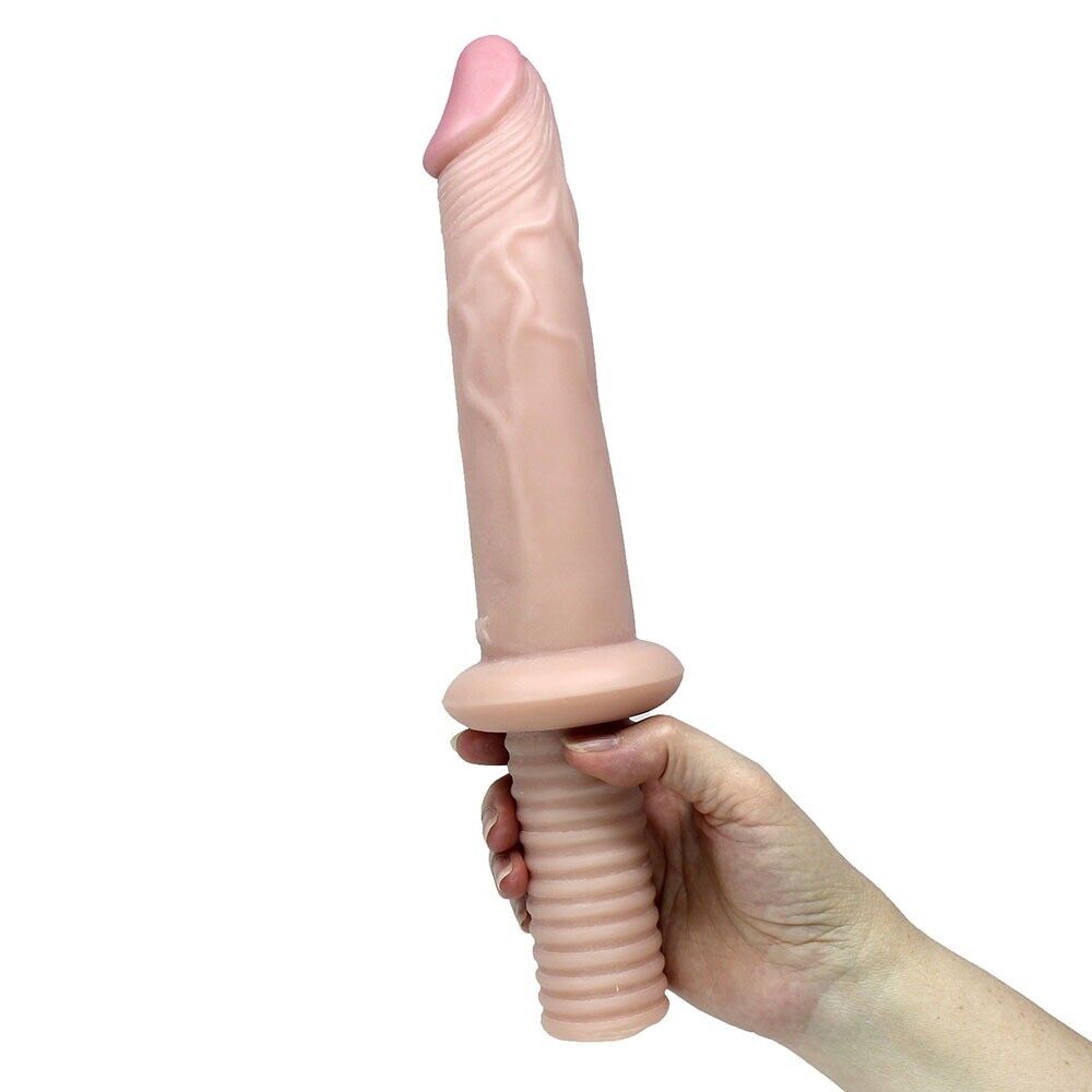 12" Extra Long Realistic G-spot Anal Thrusting Dildo Dong with Handle