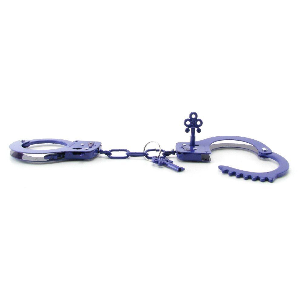 Purple Steel Metal Handcuffs Restraints Wrist Cuffs Not for Professional Use