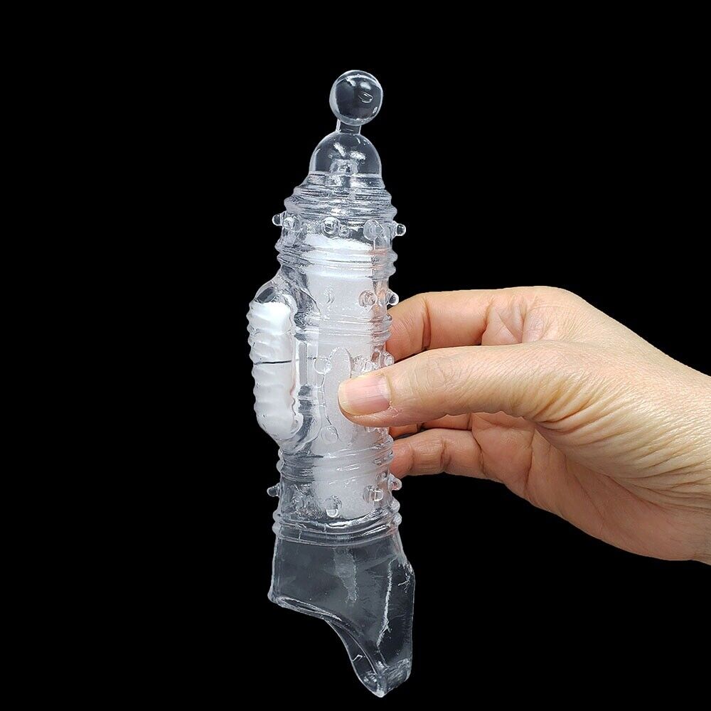 Vibrating Penis Extension Sleeve Extender Sleeve Enhancer Enlarger Cock Cage