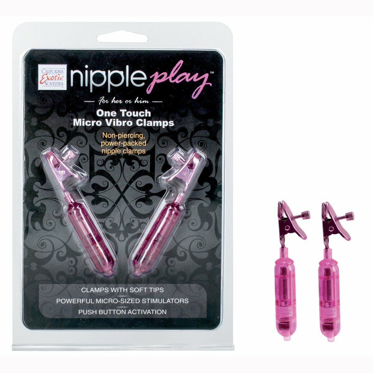 Nipple Play One Touch Micro Vibro Vibrating Nipple Clamps Vibe Sm Bondage Gear