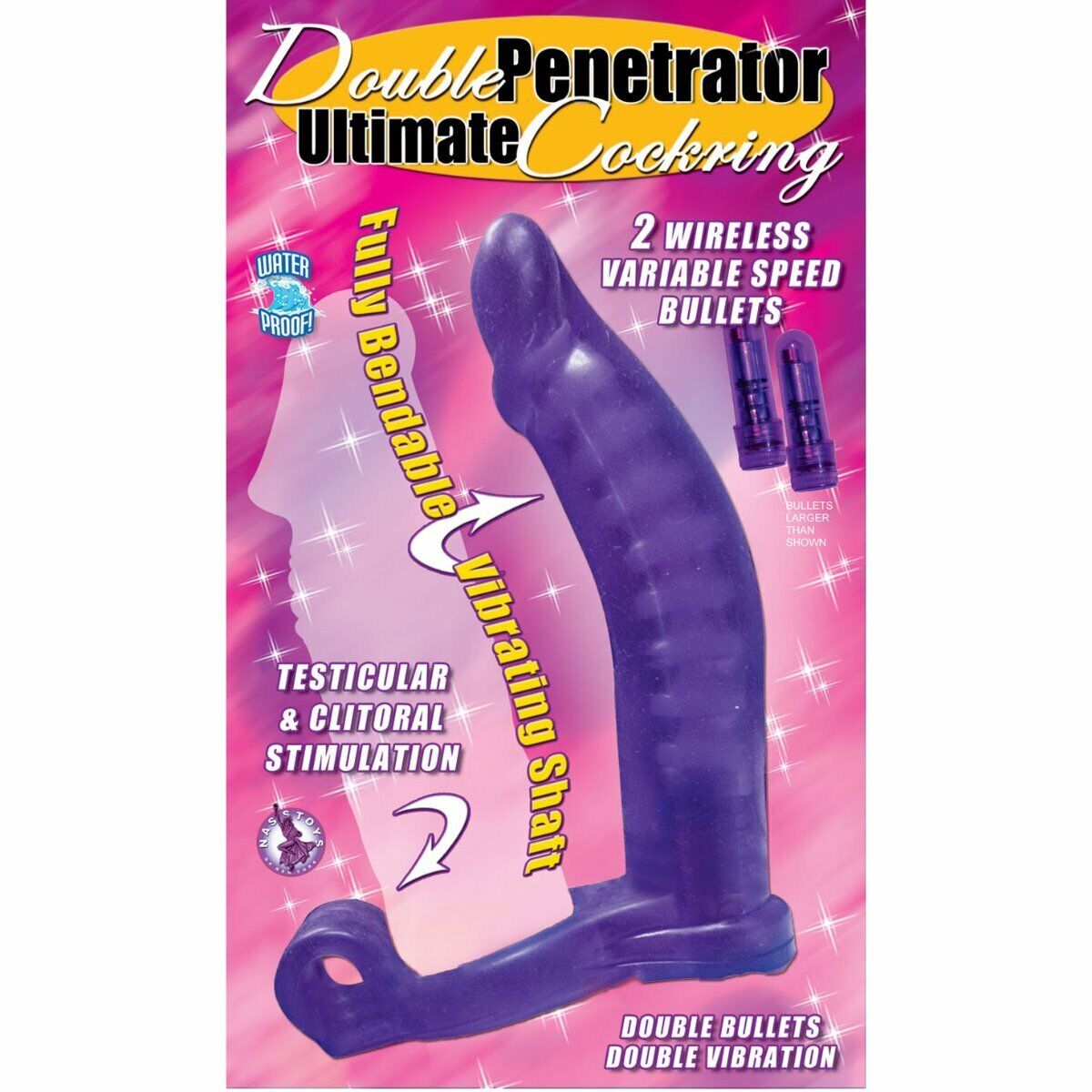 Double Penetrator Penetration Ultimate Vibrating Cock Ring w/ DP Anal Sex Dildo