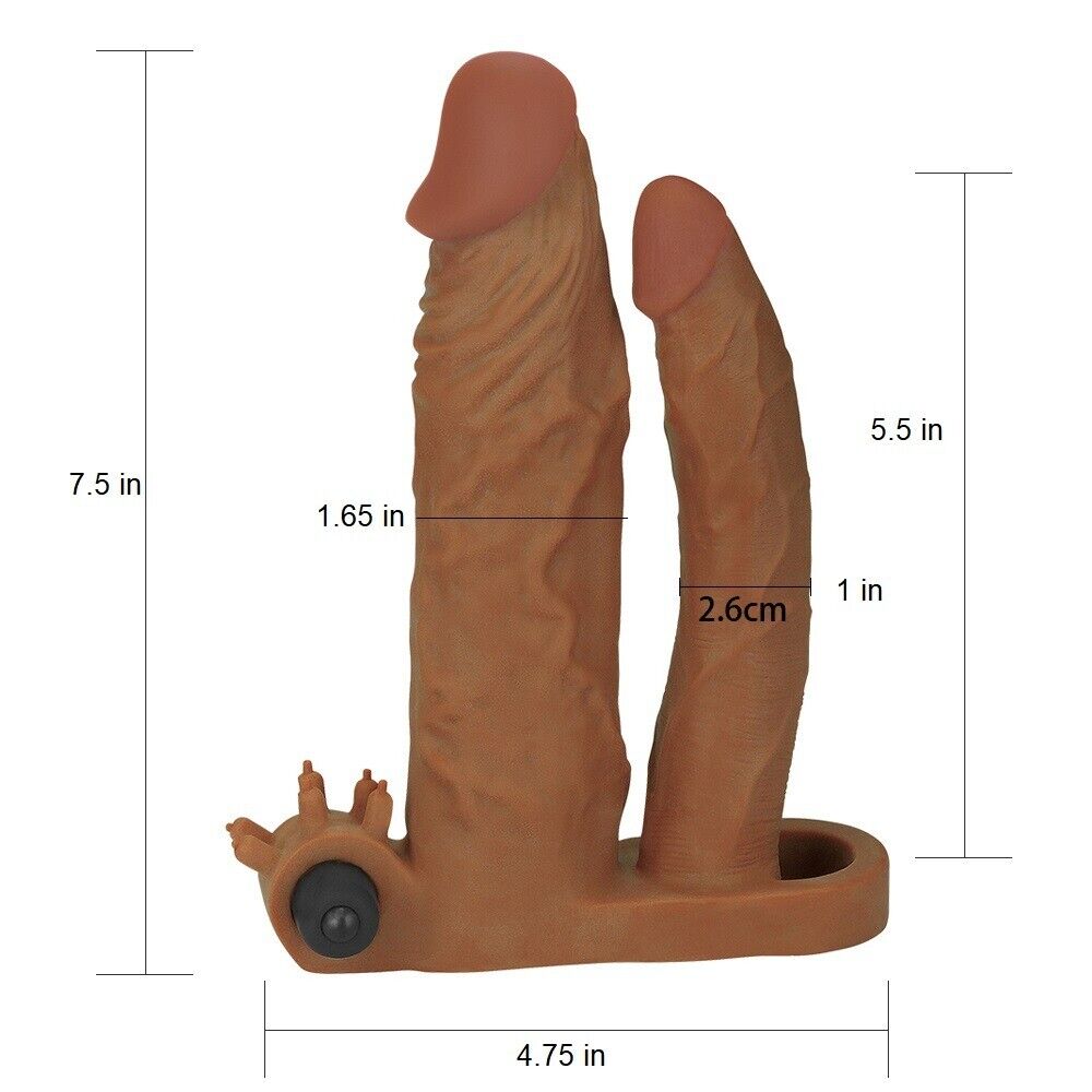 DP Anal Sex Double Penetration Black Cock Penis Extension Sleeve Enlarger