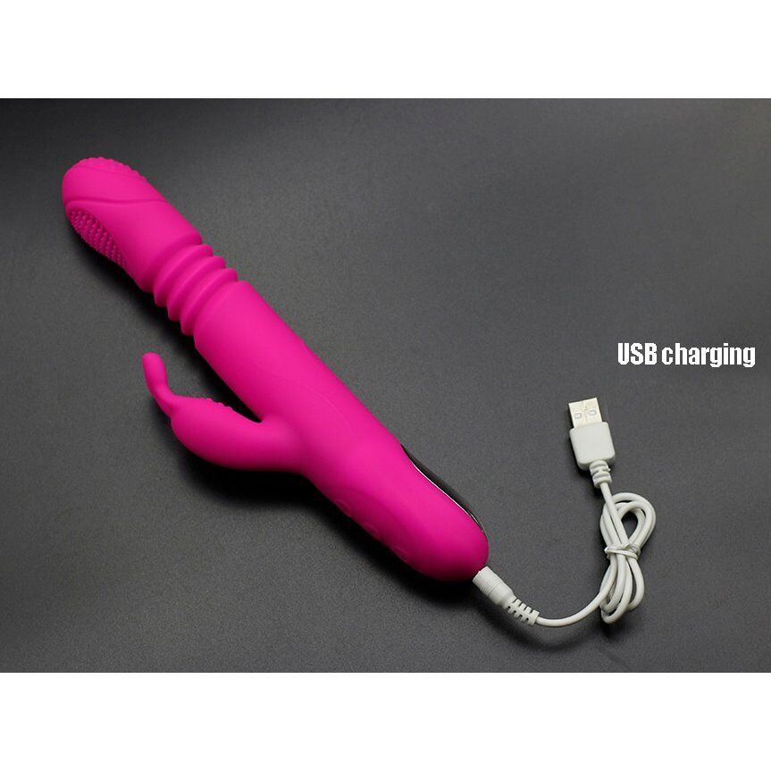 Slim Rechargeable Thrusting Rabbit Vibrator Dildo Sex-toys for Women Couples