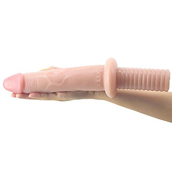 12" Extra Long Realistic G-spot Anal Thrusting Dildo Dong with Handle