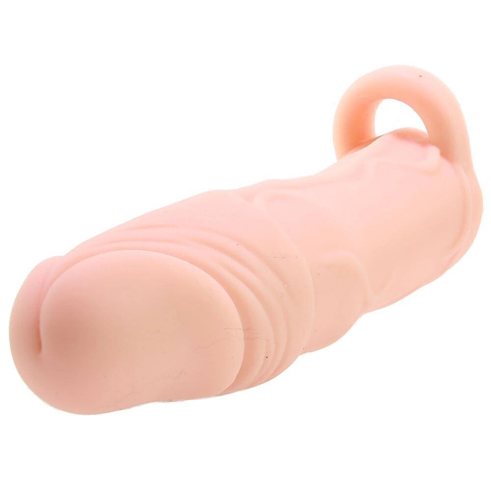 Natural Realskin Vibrating Cock Penis Extension Extender Xtender with Ball Ring