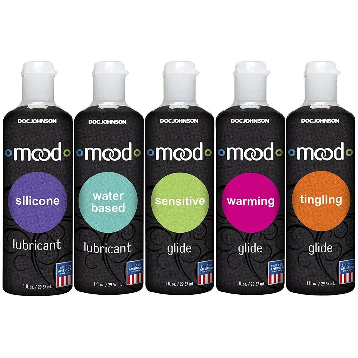 Doc Johnson Mood Lube 5 Pack Sampler Silicone Water Based Warming Lubricant