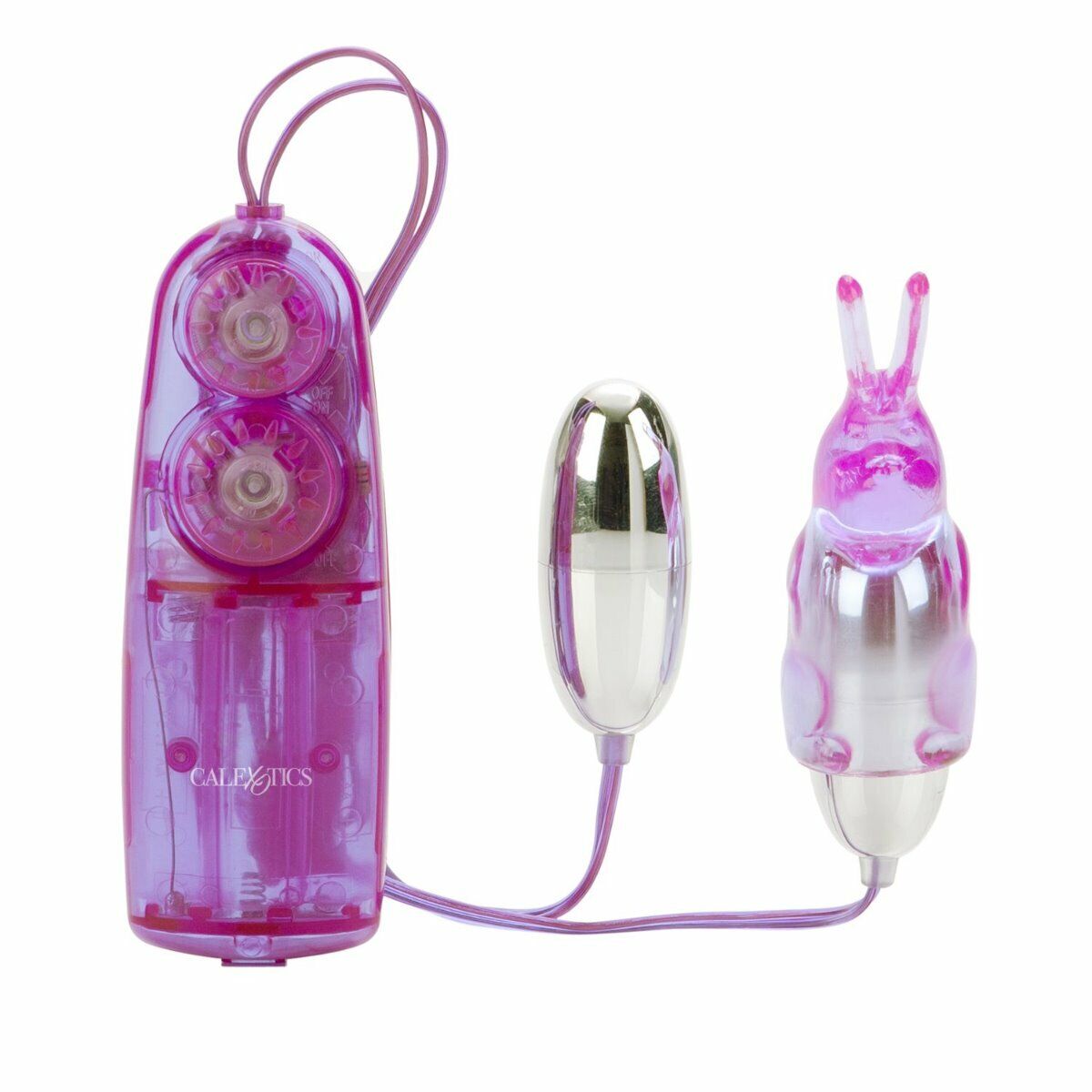 Vibrating Dual Bullet Vibe w/ Bunny Teaser Sleeve Clit Nipple Anal Vibrator Egg