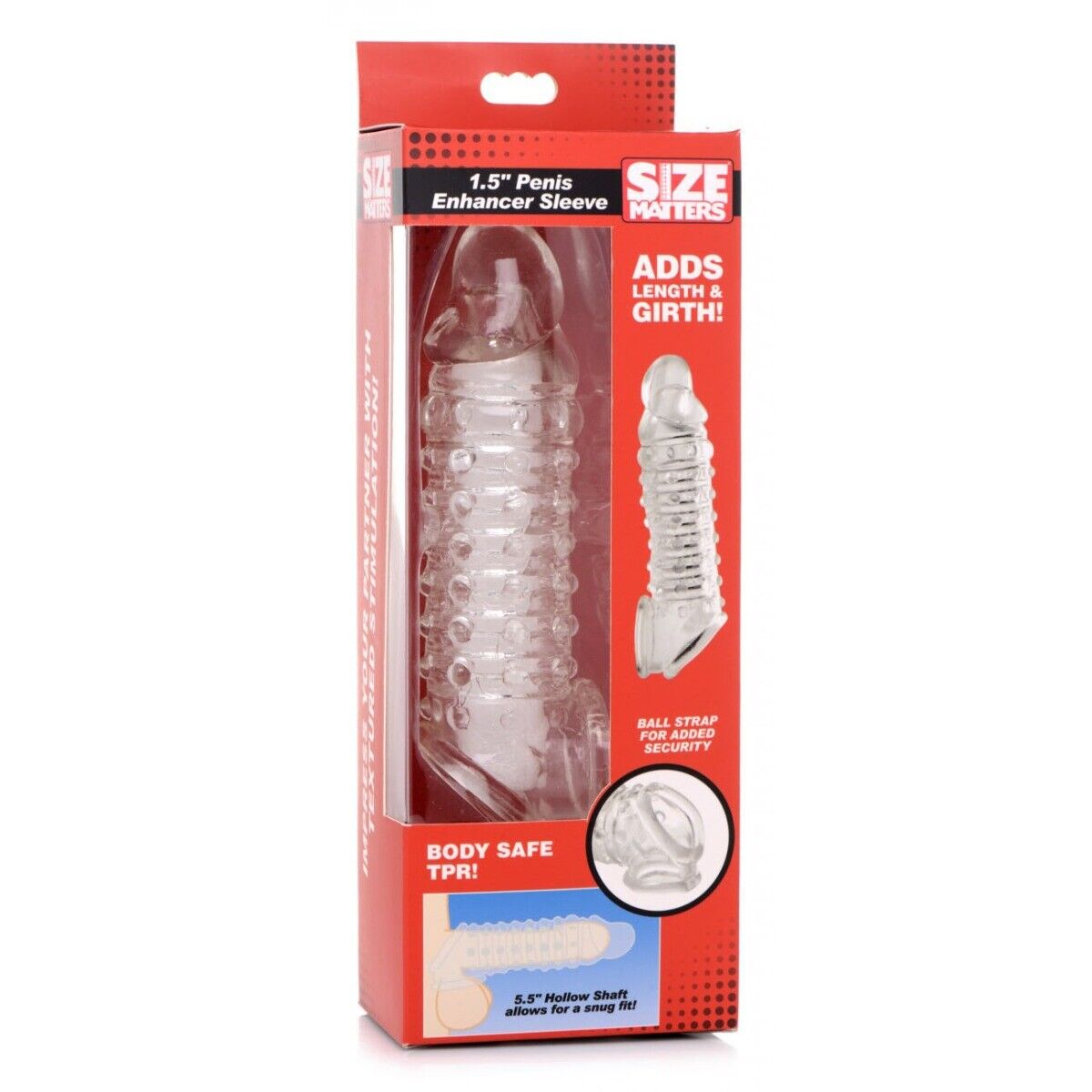 Size Matters Add 1.5" Male Penis Extension Sleeve Extender Girth Enhancer Sheath