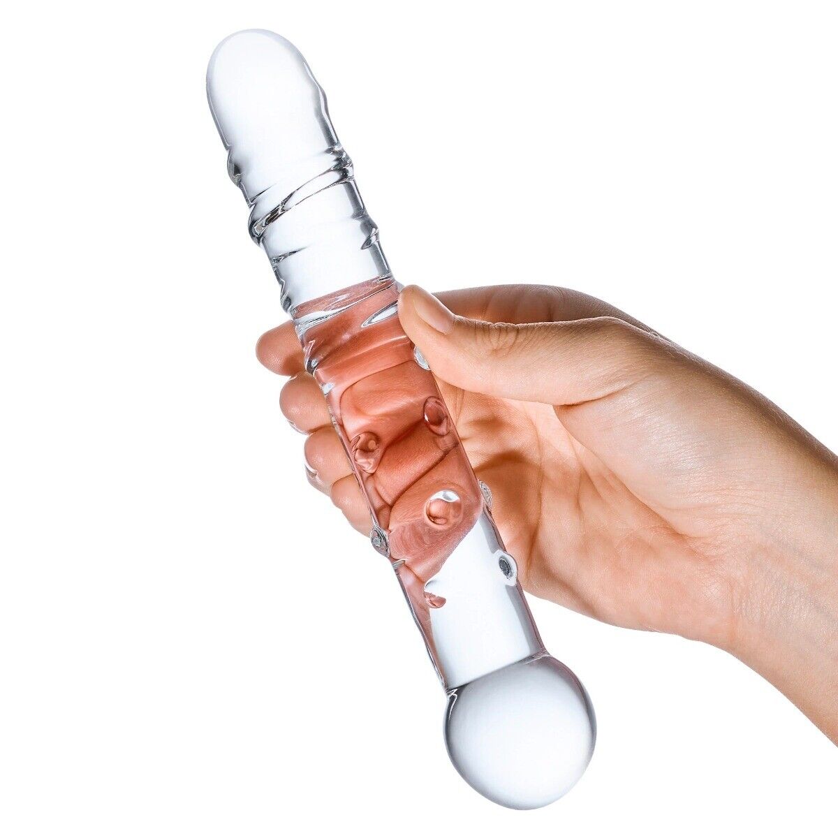 Spiraled Nubbed Glass G-spot Anal Massager Dildo Sex Toys for Men Women Couples