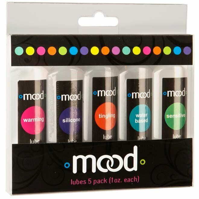 Doc Johnson Mood Lube 5 Pack Sampler Silicone Water Based Warming Lubricant