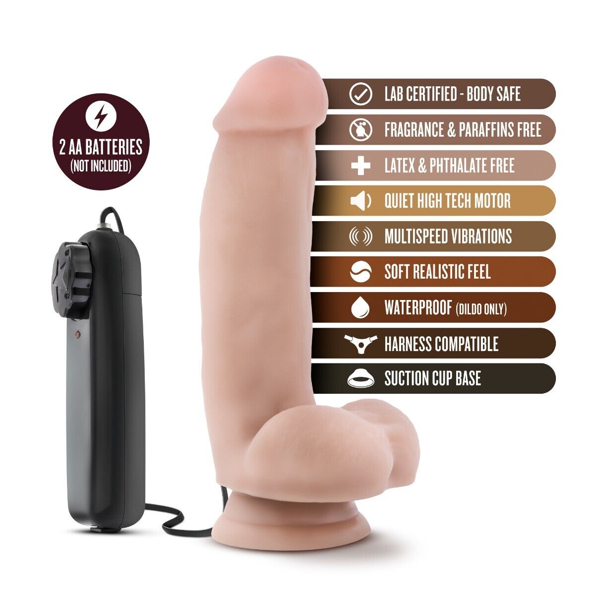 7 Inch Vibrating Realistic G-spot Anal Dildo Vibrator Hands Free Suction Cup