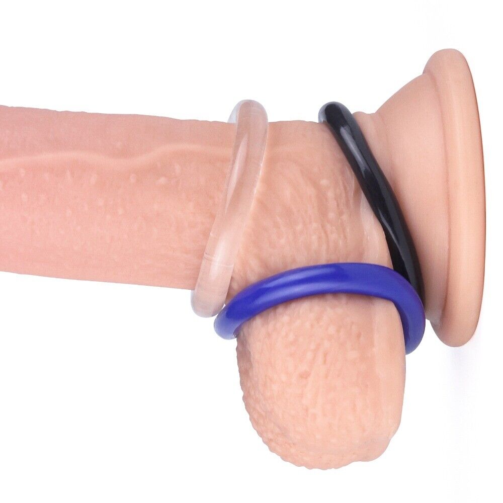 6 Soft Stretchy Thick Donut Penis Cock Ring Erection Keeper Enhancer Prolong Sex