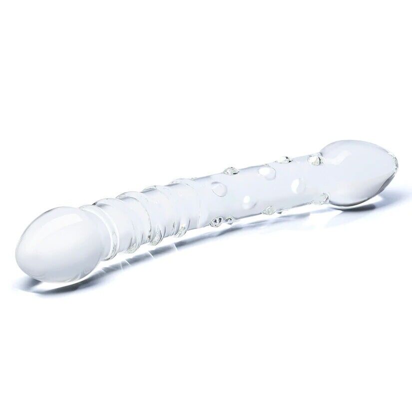 Double Trouble Glass Dildo Dong G-spot Massager Anal Butt Plug Probe