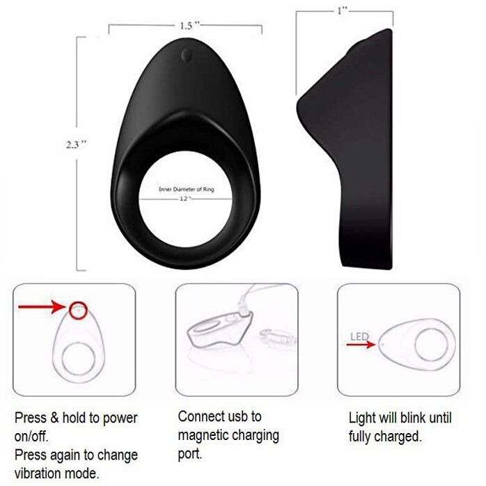 Rechargeable Silicone Vibrating Penis Enhancer Cock Ring Sling Taint Stimulator