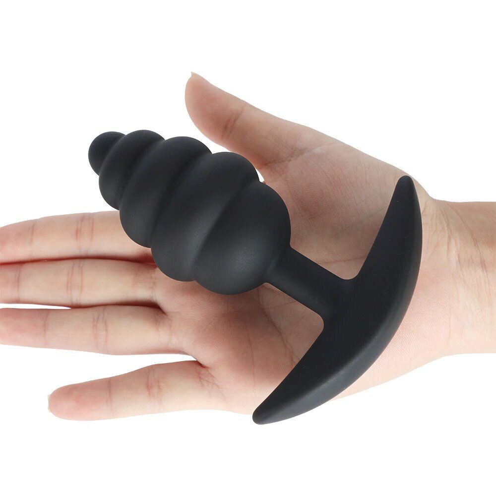 Ribbed Silicone Wearable Anal Butt Plug Anal Sex Toys for Men Women Couples