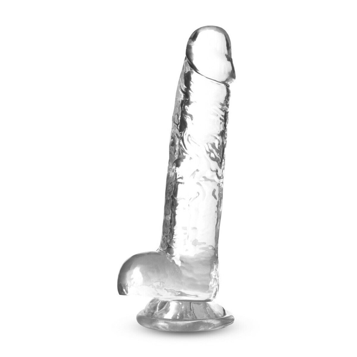 7" Clear Realistic Jelly G-spot Anal Dildo Dong Cock with Balls and Suction Cup