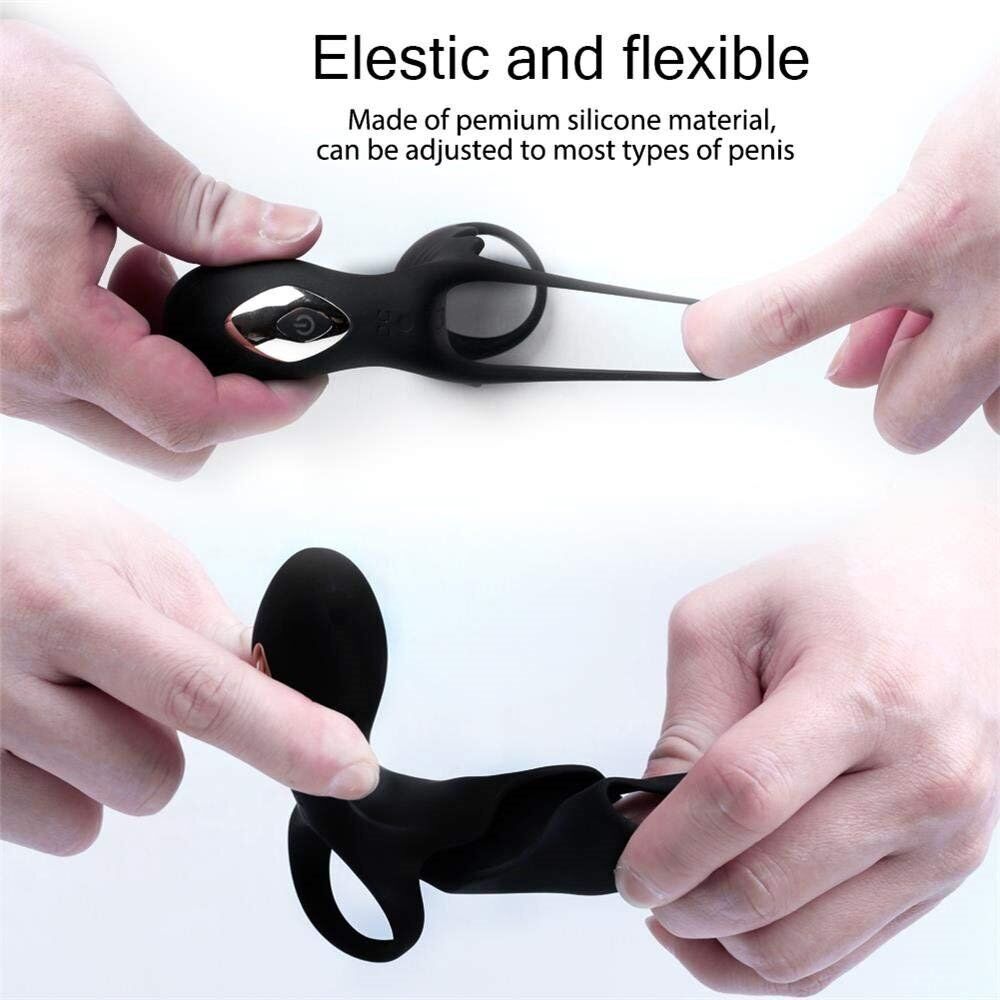 Wireless Remote Control Vibrating Penis Sleeve Cock Ring Cage Enhancer