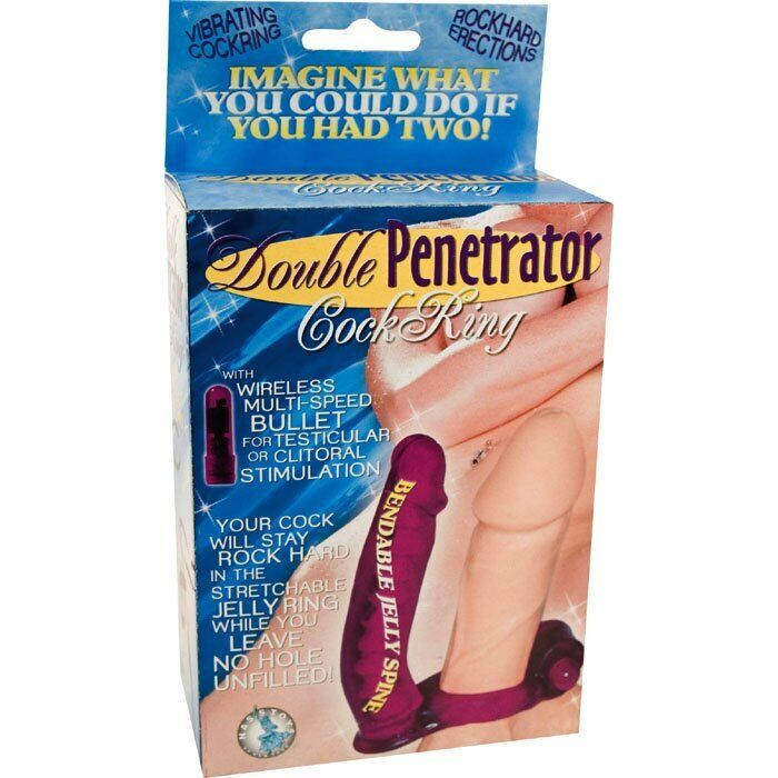 Double Penetrator Penetration Vibrating Cock Ring Vaginal Anal Sex Dildo Dong