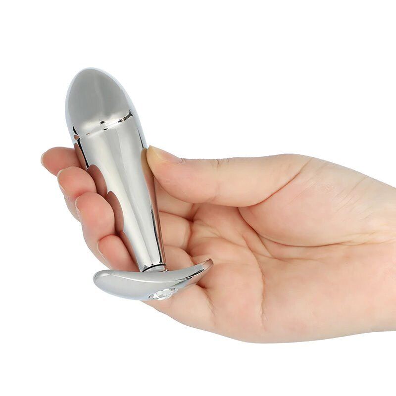 Stainless Steel Wearable Realistic Cock Head Anal Butt Plug Anal Trainer Sex Toy