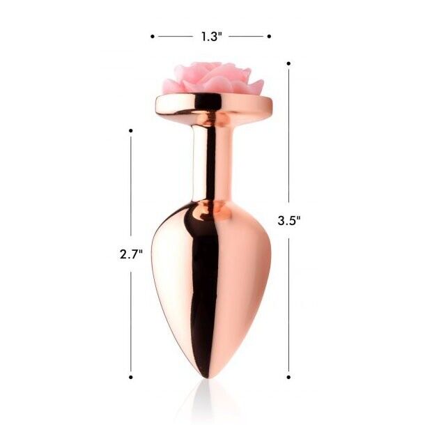 Rose Gold Metal Anal Butt Plug with Pink Flower Sex Toys for Women Men Couples